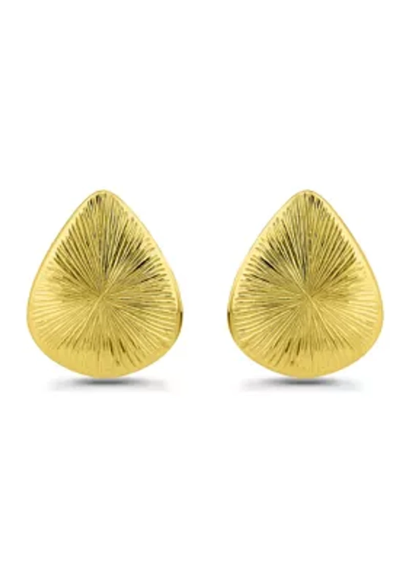 Sterling Silver Teardrop Starburst Etched Stud Earrings