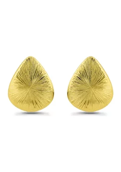 Sterling Silver Teardrop Starburst Etched Stud Earrings
