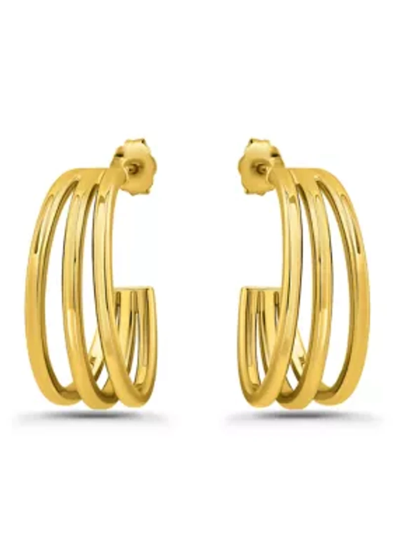 Sterling Silver Triple Tubing Hoop Earrings