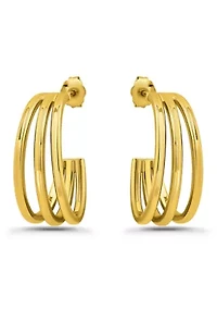 Sterling Silver Triple Tubing Hoop Earrings