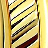 Sterling Silver 15 Millimeter Diagonal Ribbed Center Hoop Earrings