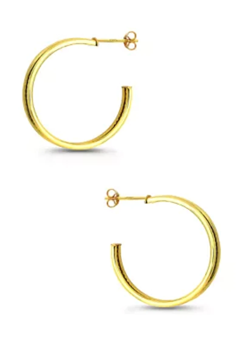 Sterling Silver Diagonal Ribbed Center Hoop Earrings