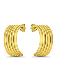 Sterling Silver Five Row Tubing Half Hoop Earrings