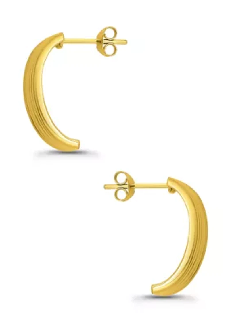 Sterling Silver Five Row Tubing Half Hoop Earrings