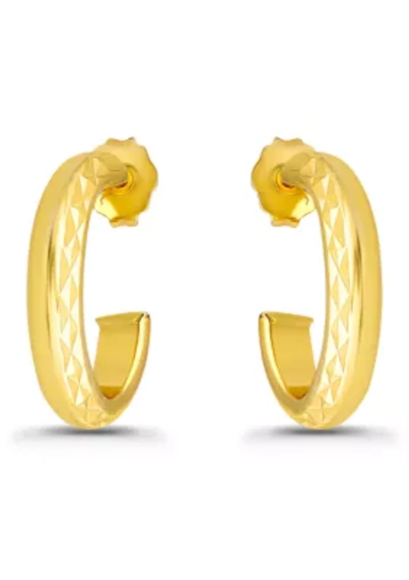 Sterling Silver Diamond Cut Hoop Earrings