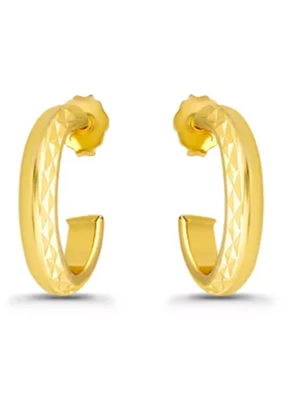 Sterling Silver Diamond Cut Hoop Earrings