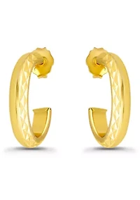 Sterling Silver Diamond Cut Hoop Earrings
