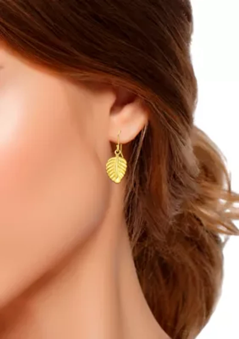 Sterling Silver Leaf Drop Earrings