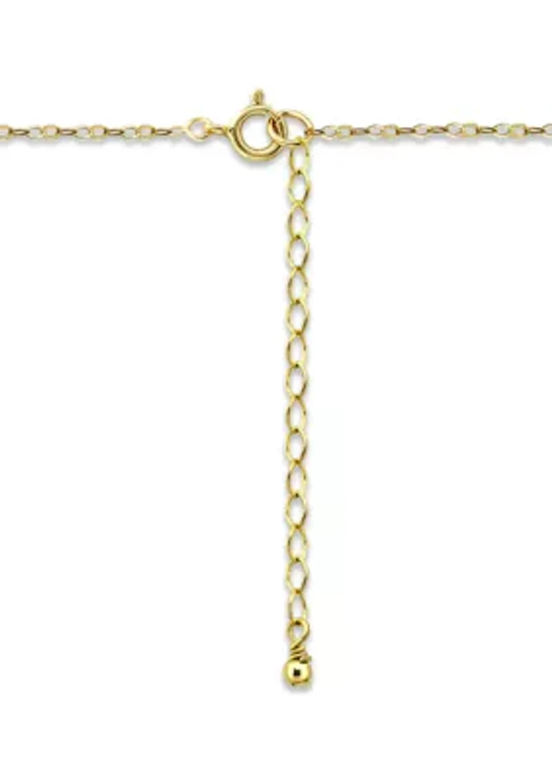 Sterling Silver Channel Round Cubic Zirconia Teardrop Pendant Necklace