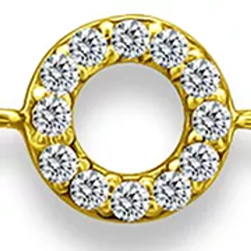 Sterling Silver Pavé Station Open Circle Anklet