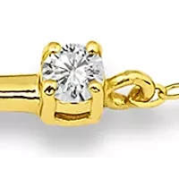 Sterling Silver Round Cubic Zirconia Bar Anklet