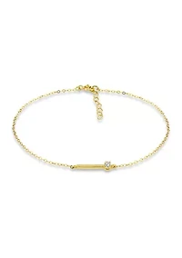 Sterling Silver Round Cubic Zirconia Bar Anklet