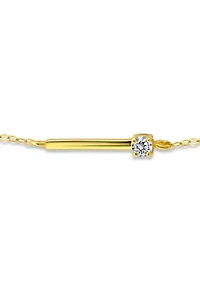 Sterling Silver Round Cubic Zirconia Bar Anklet