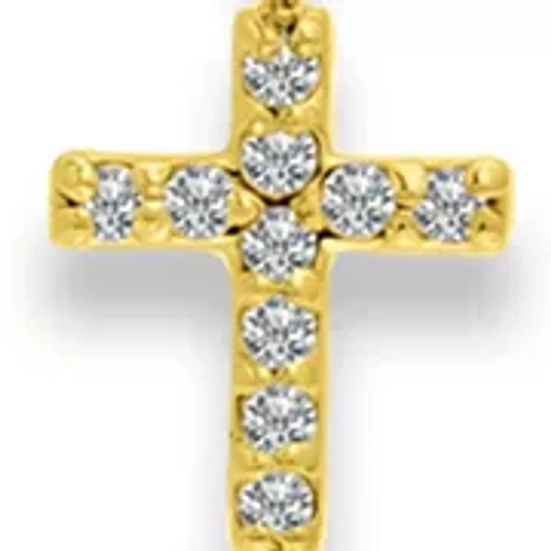 Sterling Silver Pavé Cubic Zirconia Cross Anklet