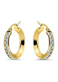 Sterling Silver Round Cubic Zirconia Hoop Earrings