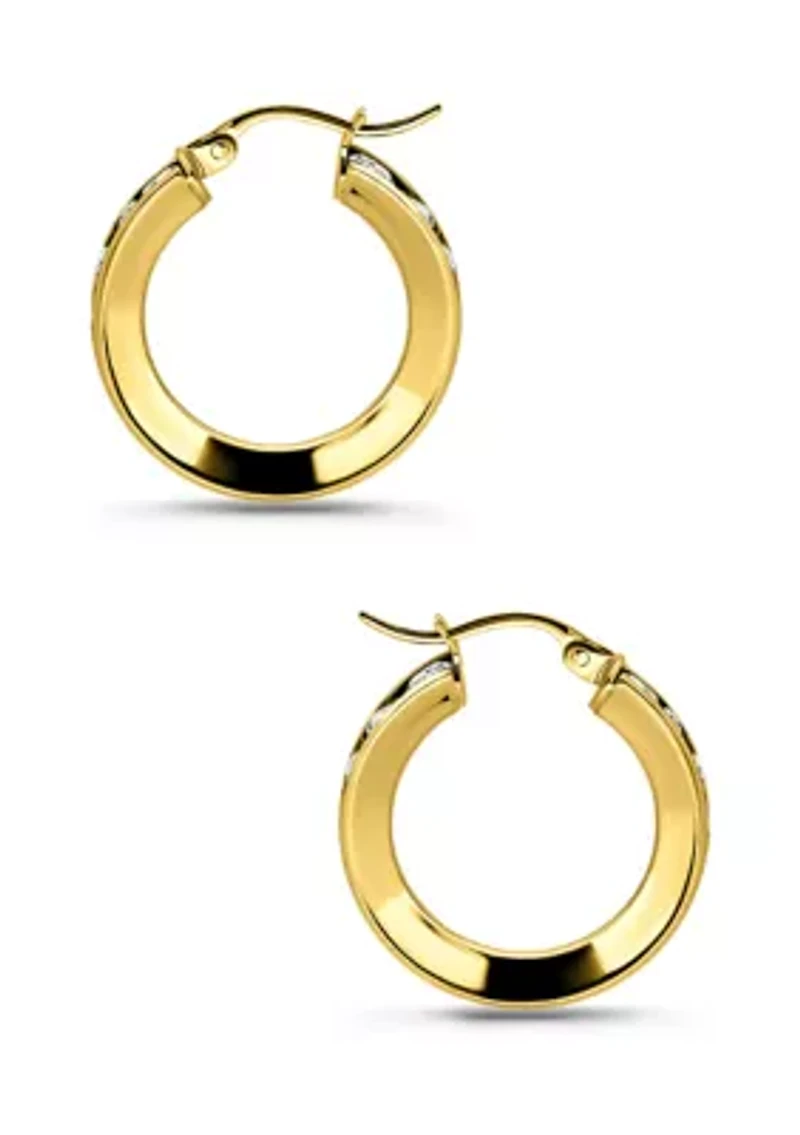 Sterling Silver Round Cubic Zirconia Hoop Earrings