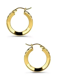 Sterling Silver Round Cubic Zirconia Hoop Earrings