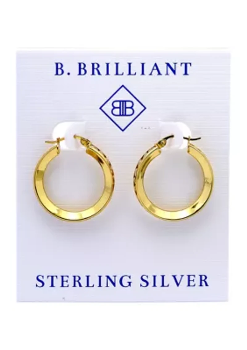 Sterling Silver Round Cubic Zirconia Hoop Earrings
