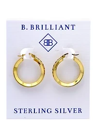 Sterling Silver Round Cubic Zirconia Hoop Earrings