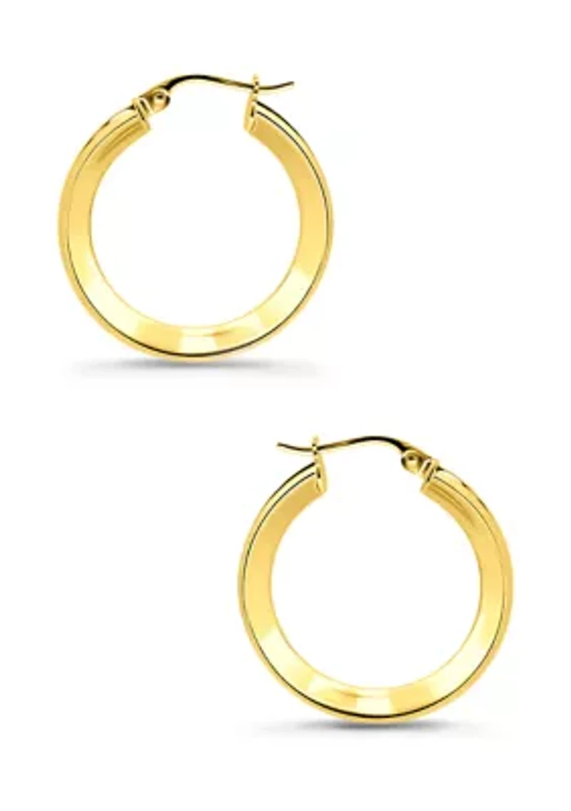 Sterling Silver Round Cubic Zirconia Channel Hoop Earrings