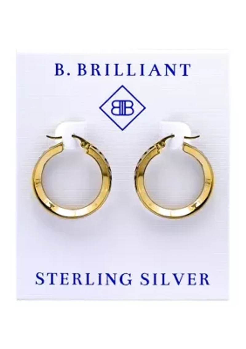 Sterling Silver Round Cubic Zirconia Channel Hoop Earrings