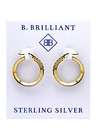 Sterling Silver Round Cubic Zirconia Channel Hoop Earrings