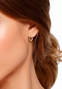 Sterling Silver Round Cubic Zirconia Channel Hoop Earrings