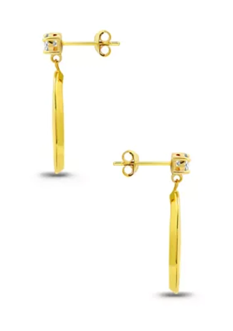 Sterling Silver Cubic Zirconia Open Pear Shaped Drop Earrings