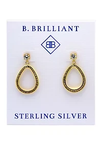 Sterling Silver Cubic Zirconia Open Pear Shaped Drop Earrings