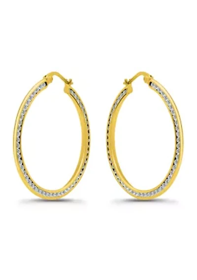Sterling Silver Cubic Zirconia Channel Set Hoop Earrings