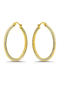 Sterling Silver Cubic Zirconia Channel Set Hoop Earrings