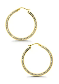 Sterling Silver Cubic Zirconia Channel Set Hoop Earrings