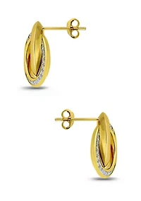 Sterling Silver Round Cubic Zirconia Interlocking Post Earrings
