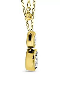 Sterling Silver Oval Cubic Zirconia Bezel Pendant Necklace