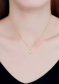 Sterling Silver Oval Cubic Zirconia Bezel Pendant Necklace