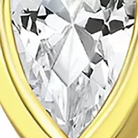 Sterling Silver Pear Cubic Zirconia Bezel Pendant Necklace