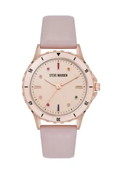  Women's Faux Leather Band Alloy Metal Watch