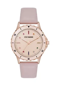  Women's Faux Leather Band Alloy Metal Watch