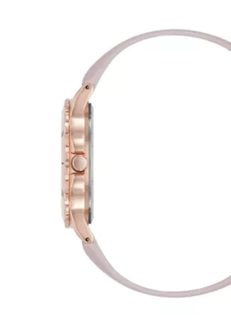  Women's Faux Leather Band Alloy Metal Watch