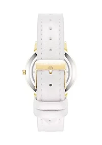 Modern White PU Leather and Gold-Tone Alloy Metal Watch