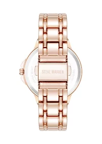 Charming Navy and Rose Gold-Tone Alloy Metal Bracelet Watch