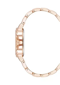 Charming Navy and Rose Gold-Tone Alloy Metal Bracelet Watch
