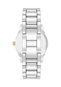 Coin Edge Silver Tone and Gold Tone Alloy Metal Bracelet Watch