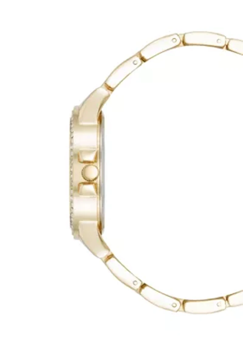 Signature Black Enamel and Gold-Tone Alloy Metal Bracelet Watch