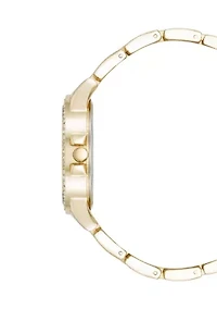 Signature Black Enamel and Gold-Tone Alloy Metal Bracelet Watch