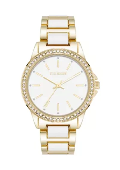 Signature White Enamel and Gold Tone Alloy Metal Bracelet Watch