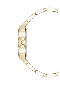 Signature White Enamel and Gold Tone Alloy Metal Bracelet Watch