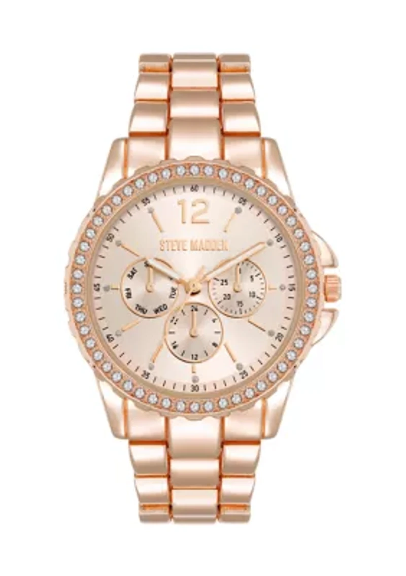 Modern Rose Gold Tone Alloy Metal Bracelet Watch