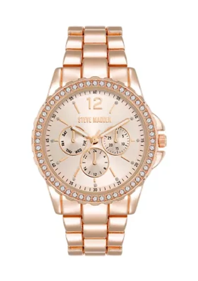 Modern Rose Gold Tone Alloy Metal Bracelet Watch
