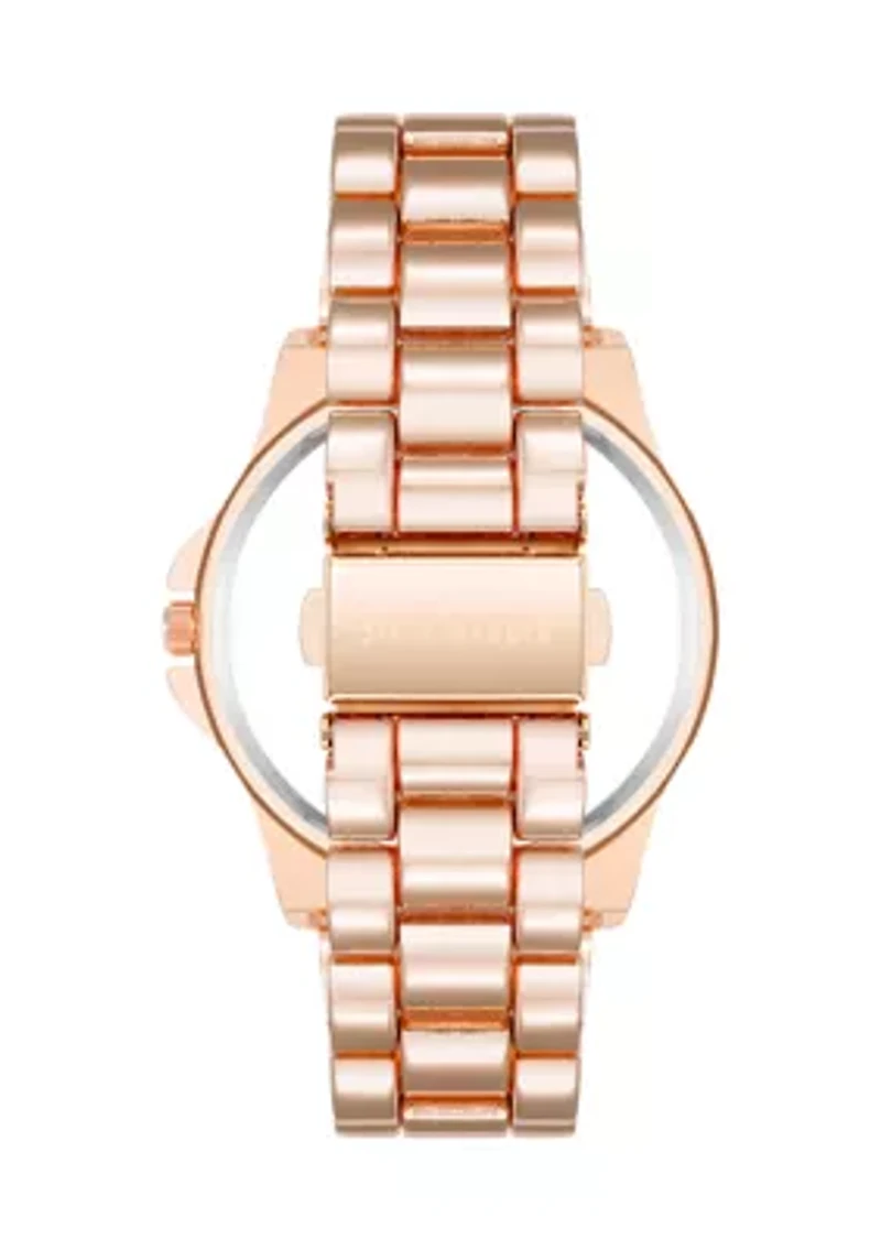 Modern Rose Gold Tone Alloy Metal Bracelet Watch